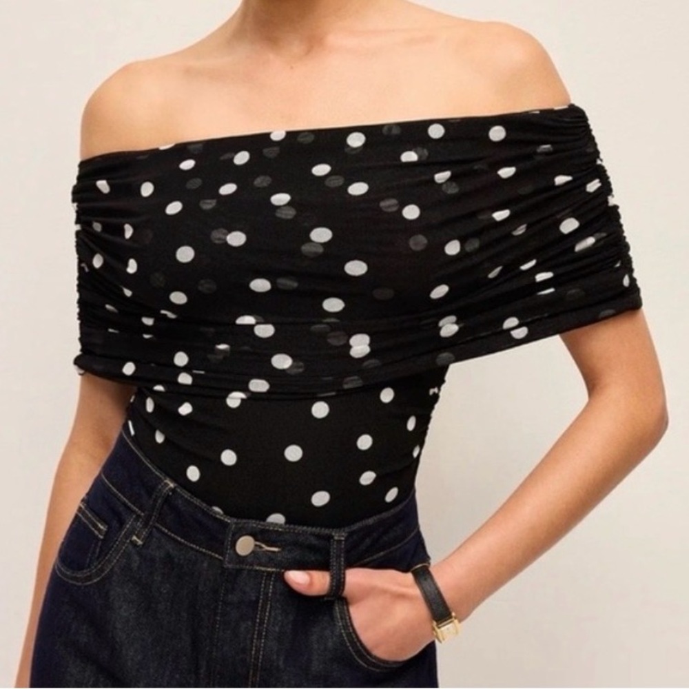 C/MEO Collective Black and White Polka Dot One-Piece Leotard